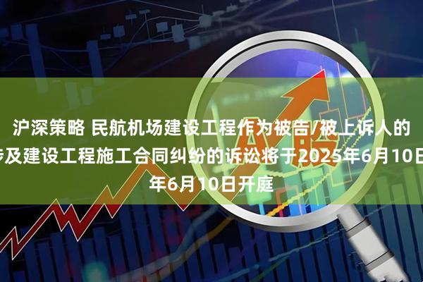 沪深策略 民航机场建设工程作为被告/被上诉人的2起涉及建设工程施工合同纠纷的诉讼将于2025年6月10日开庭